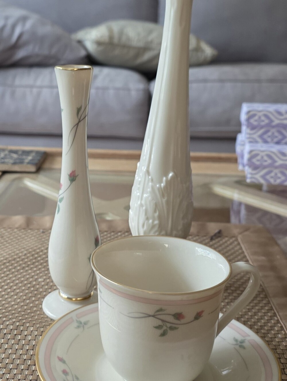 Lenox Rose Manor Footed Cup and Saucer White